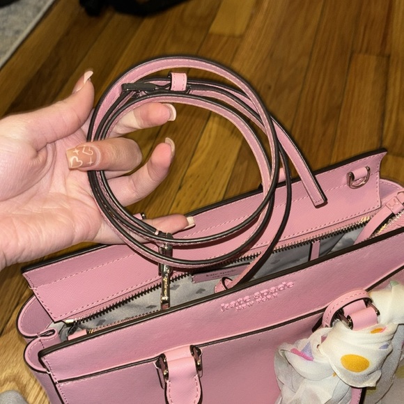 Kate Spade Cameron Monotone Medium Satchel Crossbody Bright Carnation MSRP $398 - Picture 8 of 11